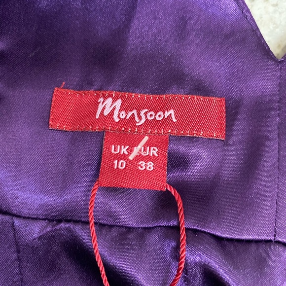 Monsoon Purple Cocktail Dress Size UK 10 EU 38 - Picture 8 of 12